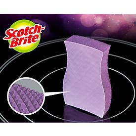 Scotch-Brite™ Glaskeramik-Reinigungsschwamm - chemikalienfrei - kratz- und spülmaschinenfest - L 80 x B 80 mm - Schaumstoff - lila - 3 Stück
