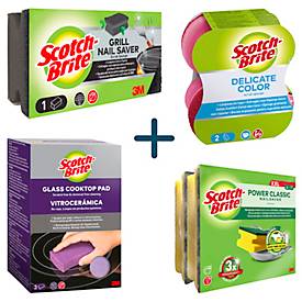 Scotch-Brite® Schwammset, 10-teilig, Glaskeramik, 3 Stück + Griffschwamm XXL, 4 Stück + Delicate Color Comfort, 2 Stück + Grill, 1 Stück