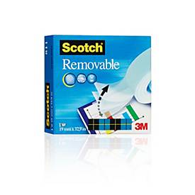Scotch® Klebeband Removable, wiederablösbar, wiederverwendbar, beschriftbar, 1 Rolle mit L 33 m x B 19 mm