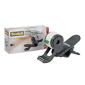 Scotch® Klebebandabroller Clip'n Twist C19-Clip-CG, für Rollen L 33 m x B 19 mm, inkl. 1 Rolle Scotch® Magic™ Klebeband, dunkelgrau