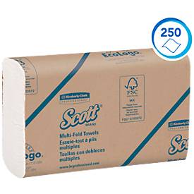 SCOTT® Multifold Handtücher 1804, 1-lagig, reißfest, 16 Päckchen á 250 Tücher, weiß