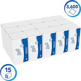 Scott® Papierhandtücher Essential 6669, Z-Faltung, 1-lagig, 15 Packungen á 240 Tücher, weiß