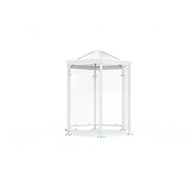 Sechseck-Raucherpavillon Modell Paris (o. Seitenwände), grauweiß RAL 9002