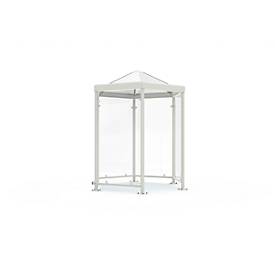 Sechseck-Raucherpavillon Modell Paris (o. Seitenwände), verkehrsweiß RAL 9016