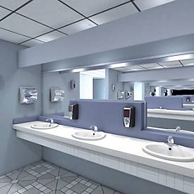 Seifen- und Desinfektionsspender Rubbermaid LumeCel, AutoFoam, 1100 ml, lichtbetrieben, automatisch & berührungsfrei, für Wand/Ständer, chrom/schwarz