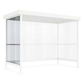 Seitenwand für Raucherunterstand WSM Jena, Anlehn-Bügel, Gestell pulverbeschichtet grauweiß RAL 9002