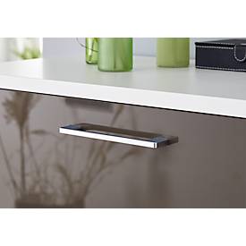 Sekretär, ideal für das Home Office, ausklappbare Schreibfläche, 2 Fächer hinter Flügeltüren, Lenkrollen, Holz, B 900 x T 450 x H 1200 mm, weiß/weiß