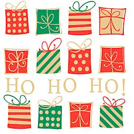 Papstar Servetten  Christmas Gifts, 3-laags, 1/4 vouw, absorberend, scheurvast, B 330 x H 330 mm, gerecycled papier, veelkleurig, 20 stuks