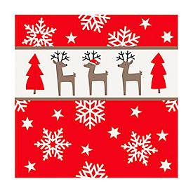 Papstar Servetten  Rudi, 3-laags, 1/4 vouw, B 330 x H 330 mm, gerecycled papier, veelkleurig, 20 stuks