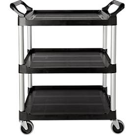 Servicewagen Rubbermaid Utility Cart, 3 Etagen, bis 90 kg, offene Ausführung, schwarz