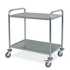 Servierwagen, Edelstahl, lebensmittelecht, 2 oder 3 Etagen, L 860 x B 540 mm, bis 200 kg