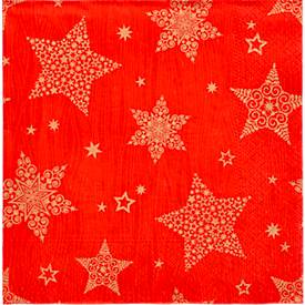 Servietten Papstar "Christmas Shine", 20 Stück, 3-lagig, 1/4-Falz, 330 x 330 mm, rot