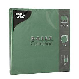 Servietten Papstar "Daily Collection", mit ¼-Falz, 320 x 320 mm, 20 Stück, dunkelgrün