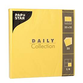 Servietten Papstar "Daily Collection", mit ¼-Falz, 320 x 320 mm, 20 Stück, gelb