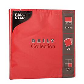 Servietten Papstar "Daily Collection", mit ¼-Falz, 320 x 320 mm, 20 Stück, rot