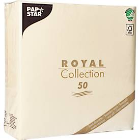Servietten Papstar Royal Collection, 5 x 50 Stück, 1/4-Falz, Stoffoptik, 400 x 400 mm, Papier, champagner