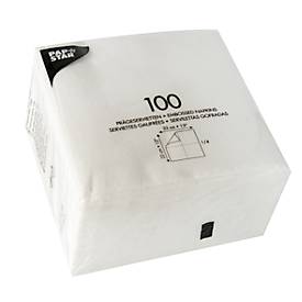 Serviettes Papstar, 1 épaisseur, 330 x 330 mm avec pliage en ¼, papier aspect tissu, 1200 pièces, blanc