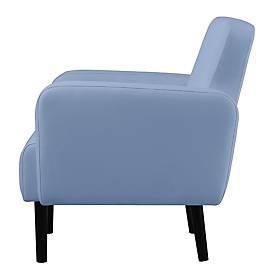 Sessel meet by Paperflow LISBOA, desinfektionsmittelbeständiger Kunstlederbezug blau, Fußgestell schwarz, B 710 x T 815 x H 830 mm