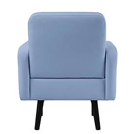 Sessel meet by Paperflow LISBOA, desinfektionsmittelbeständiger Kunstlederbezug blau, Fußgestell schwarz, B 710 x T 815 x H 830 mm