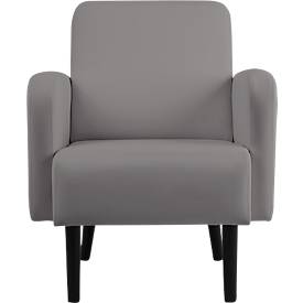 Sessel meet by Paperflow LISBOA, desinfektionsmittelbeständiger Kunstlederbezug grau, Fußgestell schwarz, B 710 x T 815 x H 830 mm