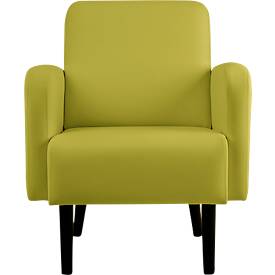 Sessel meet by Paperflow LISBOA, desinfektionsmittelbeständiger Kunstlederbezug grün, Fußgestell schwarz, B 710 x T 815 x H 830 mm