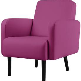 Sessel meet by Paperflow LISBOA, desinfektionsmittelbeständiger Kunstlederbezug lila, Fußgestell schwarz, B 710 x T 815 x H 830 mm