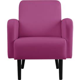 Sessel meet by Paperflow LISBOA, desinfektionsmittelbeständiger Kunstlederbezug lila, Fußgestell schwarz, B 710 x T 815 x H 830 mm