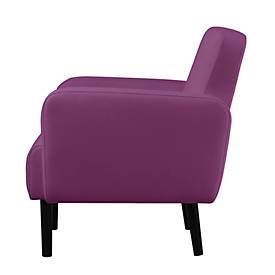Sessel meet by Paperflow LISBOA, desinfektionsmittelbeständiger Kunstlederbezug lila, Fußgestell schwarz, B 710 x T 815 x H 830 mm