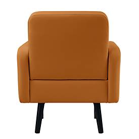 Sessel meet by Paperflow LISBOA, desinfektionsmittelbeständiger Kunstlederbezug orange, Fußgestell schwarz, B 710 x T 815 x H 830 mm