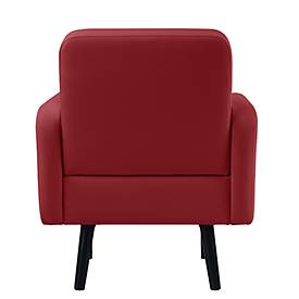 Sessel meet by Paperflow LISBOA, desinfektionsmittelbeständiger Kunstlederbezug rot, Fußgestell schwarz, B 710 x T 815 x H 830 mm