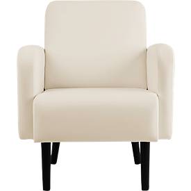 Sessel meet by Paperflow LISBOA desinfektionsmittelbeständiger Kunstlederbezug weiß, Fußgestell schwarz, B 710 x T 815 x H 830 mm