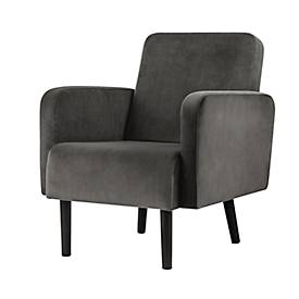 Sessel meet by Paperflow LISBOA Samtbezug anthrazit, Fußgestell schwarz, B 710 x T 815 x H 830 mm