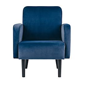 Sessel meet by Paperflow LISBOA, Samtbezug blau, Fußgestell schwarz, B 710 x T 815 x H 830 mm