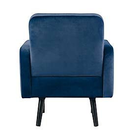 Sessel meet by Paperflow LISBOA, Samtbezug blau, Fußgestell schwarz, B 710 x T 815 x H 830 mm