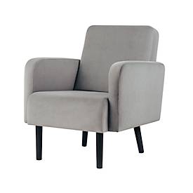 Sessel meet by Paperflow LISBOA, Samtbezug grau, Fußgestell schwarz, B 710 x T 815 x H 830 mm