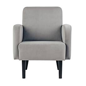 Sessel meet by Paperflow LISBOA, Samtbezug grau, Fußgestell schwarz, B 710 x T 815 x H 830 mm