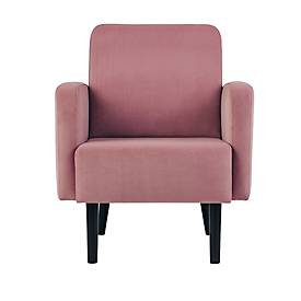 Sessel meet by Paperflow LISBOA, Samtbezug pink, Fußgestell schwarz, B 710 x T 815 x H 830 mm