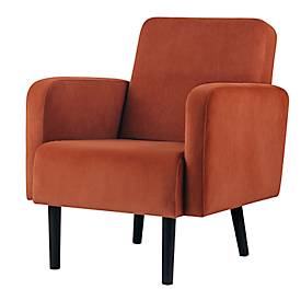 Sessel meet by Paperflow LISBOA, Samtbezug rostfarben, Fußgestell schwarz, B 710 x T 815 x H 830 mm
