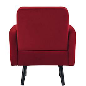 Sessel meet by Paperflow LISBOA, Samtbezug rot, Fußgestell schwarz, B 710 x T 815 x H 830 mm