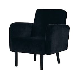 Sessel meet by Paperflow LISBOA, Samtbezug schwarz, Fußgestell schwarz, B 710 x T 815 x H 830 mm