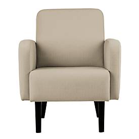 Sessel meet by Paperflow LISBOA, Stoffbezug elfenbeinfarben, Fußgestell schwarz, B 710 x T 815 x H 830 mm