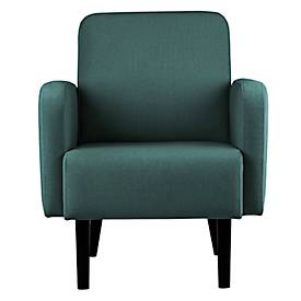 Sessel meet by Paperflow LISBOA, Stoffbezug grün, Fußgestell schwarz, B 710 x T 815 x H 830 mm