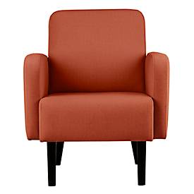 Sessel meet by Paperflow LISBOA, Stoffbezug rostfarben, Fußgestell schwarz, B 710 x T 815 x H 830 mm