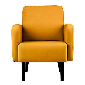 Sessel meet by Paperflow LISBOA, Stoffbezug safran, Fußgestell schwarz, B 710 x T 815 x H 830 mm