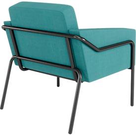 Sessel meet by Paperflow MEDSO Klassik L, gepolstert, Sitzfläche austauschbar, B 750 x T 743 x H 736 mm, Stoff und Stahl, blau/mattschwarz