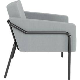 Sessel meet by Paperflow MEDSO Klassik L, gepolstert, Sitzfläche austauschbar, B 750 x T 743 x H 736 mm, Stoff und Stahl, grau/mattschwarz