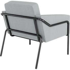 Sessel meet by Paperflow MEDSO Klassik L, gepolstert, Sitzfläche austauschbar, B 750 x T 743 x H 736 mm, Stoff und Stahl, grau/mattschwarz