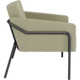 Sessel meet by Paperflow MEDSO Klassik L, gepolstert, Sitzfläche austauschbar, B 750 x T 743 x H 736 mm, Stoff und Stahl, grün/mattschwarz