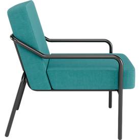 Sessel meet by Paperflow MEDSO Klassik M, gepolstert, Sitzfläche austauschbar, B 580 x T 743 x H 736 mm, Stoff und Stahl, blau/mattschwarz