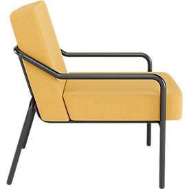 Sessel meet by Paperflow MEDSO Klassik M, gepolstert, Sitzfläche austauschbar, B 580 x T 743 x H 736 mm, Stoff und Stahl, gelb/mattschwarz